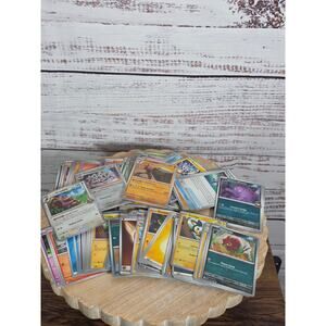 124 Pokemon Card Lot Mixed Bulk Commons Uncommons Trainer Cards